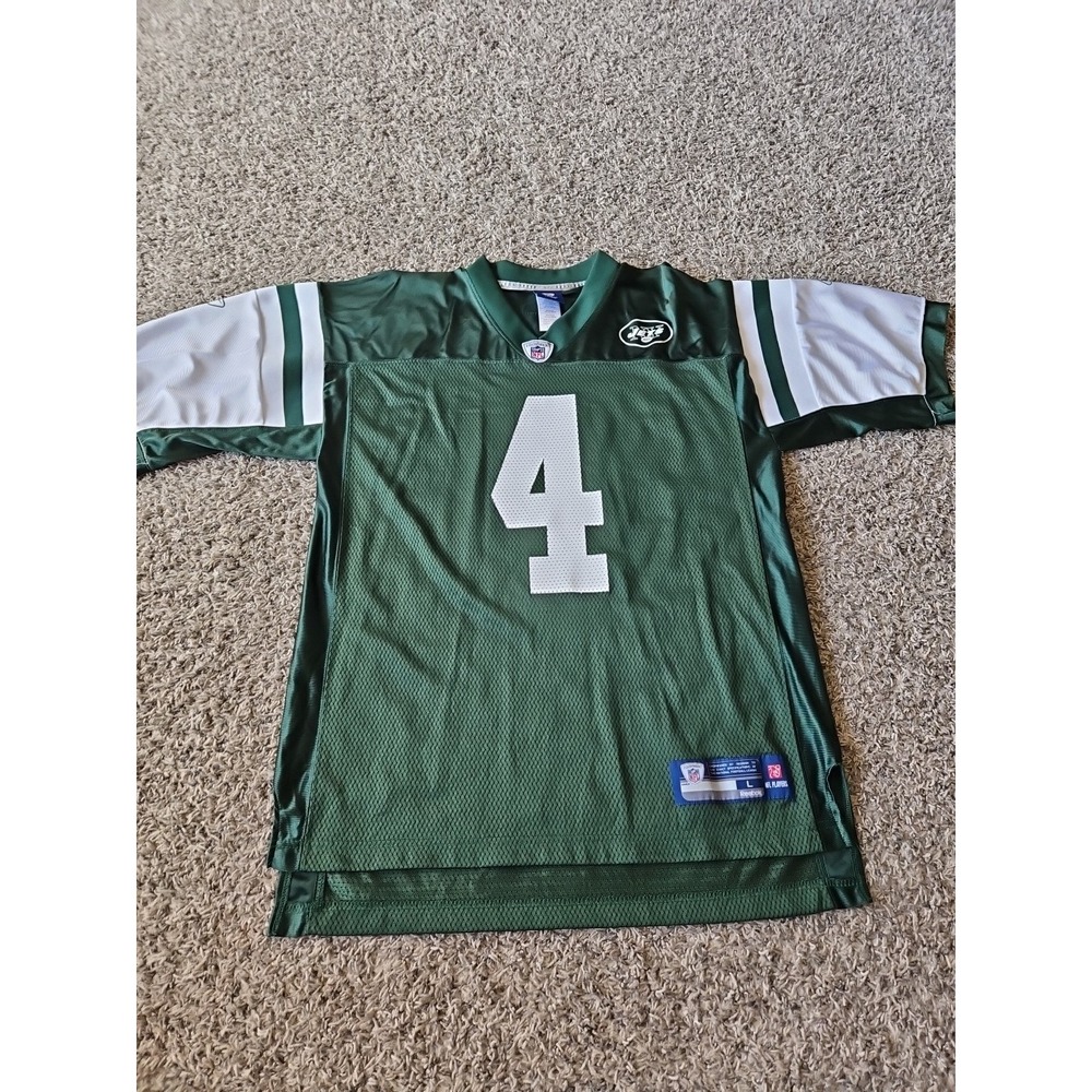 New York Jets BRETT FAVRE  Reebok Football Jersey Size Large Green And White